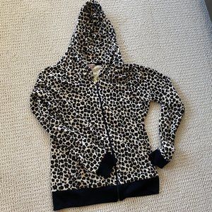 Juicy Couture Brown Tan Leopard Print Velour Velvet Hoodie Zip Jacket